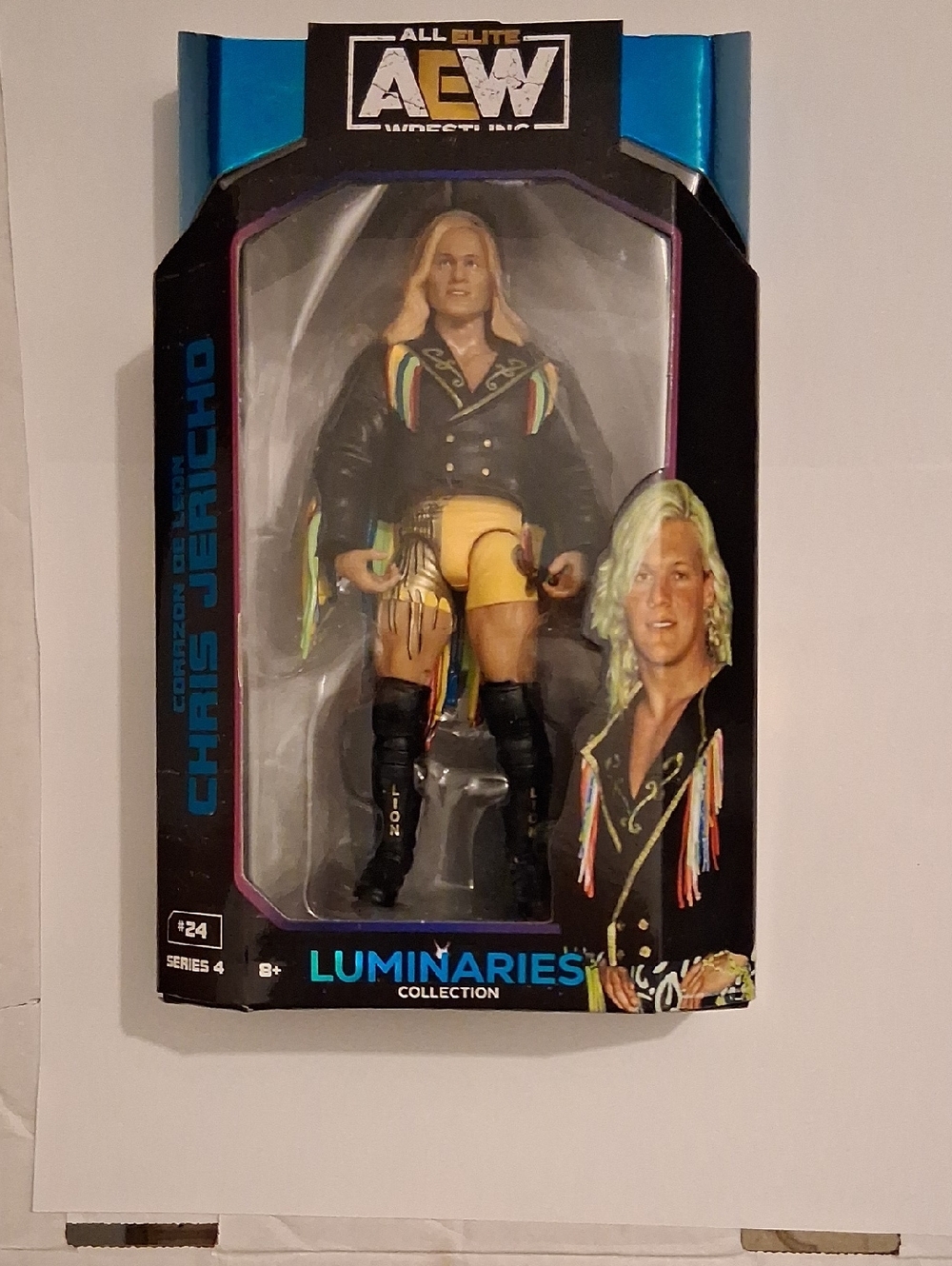 New AEW Chris Jericho Luminaries Action Figure - Black Jacket, Yellow Shorts